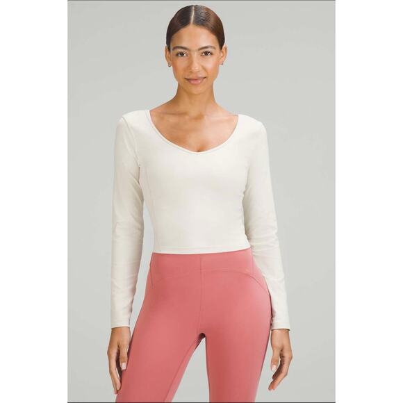 Lululemon White Long Sleeve Low Back Butter Soft Open Back Yoga Athleisure Top 8 - Picture 1 of 5